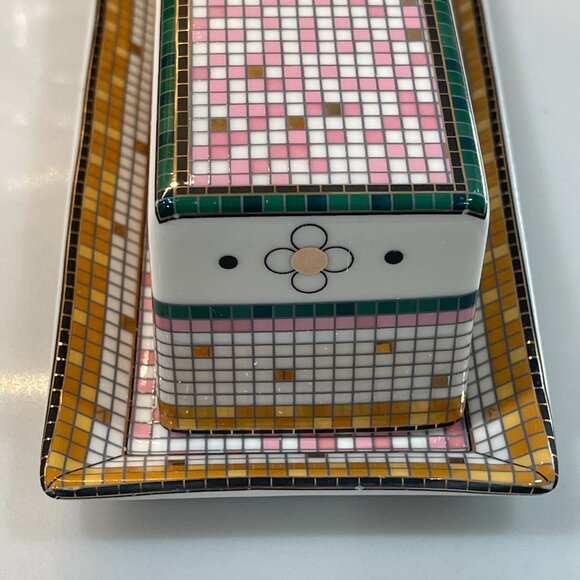 Anthropologie Mosaic Butterfly Butter Dish – Pink & Gold-NEW - Picture 4 of 14